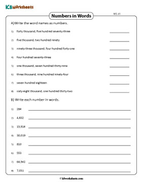 Word Form and Standard Form | Up to 5 Digits 1