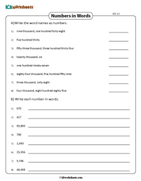 Word Form and Standard Form | Up to 5 Digits 2