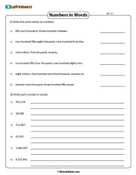 Word Form and Standard Form | Up to 7 Digits 1