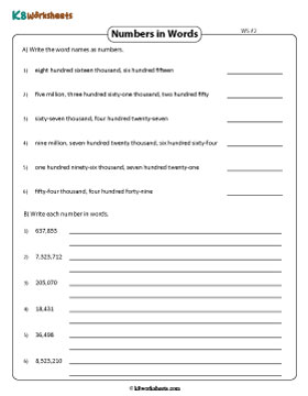 Word Form and Standard Form | Up to 7 Digits 2