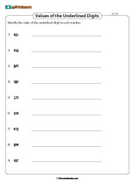 Place Value of Underlined Digits | 3-Digit