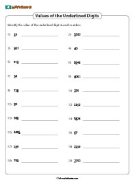 Place Value of Underlined Digits | Up to 4-Digit