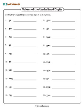 Place Value of the Underlined Digits | Up to 4-Digit