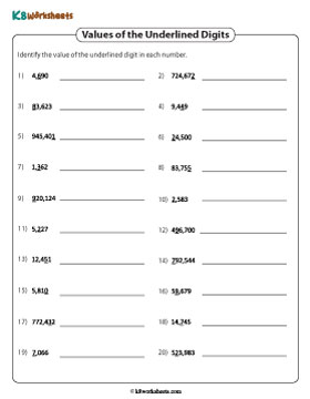 Place Value of the Underlined Digits | Up to 6-Digit