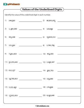 Place Value of the Underlined Digits | Up to 8-Digit