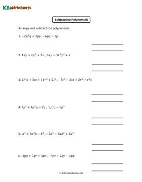 Arranging and Subtracting Polynomials