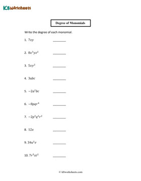 Degree of Monomials