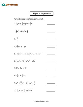 Degree of Polynomials | Up to 4 Terms