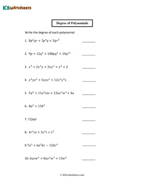 Degree of Polynomials | Up to 5 Terms