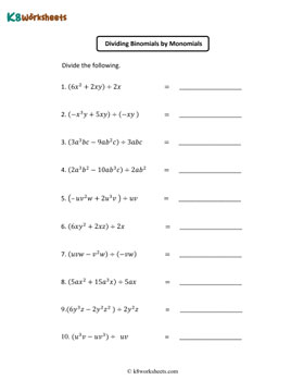 Dividing Binomials by Monomials