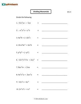 Dividing Monomials 1