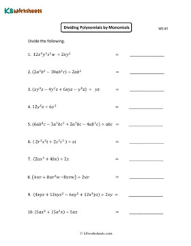 Dividing Polynomials by Monomials 1