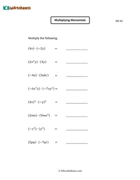 Multiplying Monomials 2