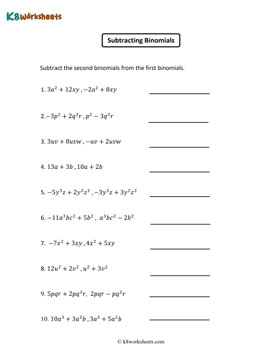 Subtracting Binomials