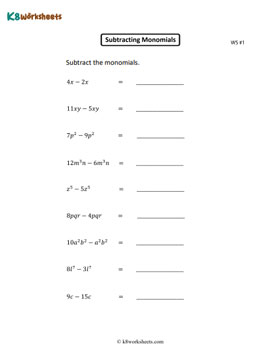 Subtracting Monomials 1