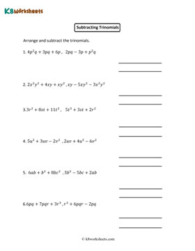 Arranging and Subtracting Trinomials