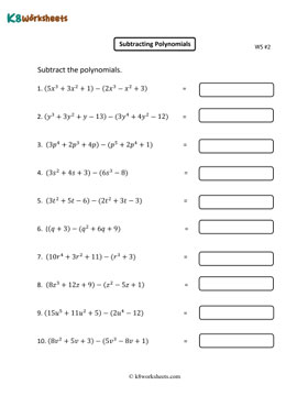 Subtracting Polynomials 2