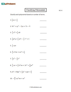 Classifying Polynomials Based on Terms | Up to 5 Terms 1