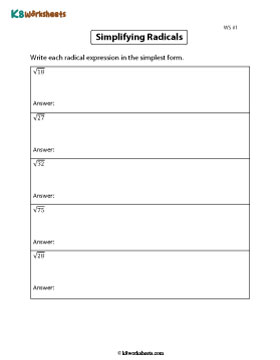 Writing Radicals in the Simplest Form 1