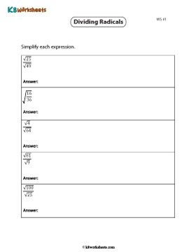 Simplifying and Dividing Radical Expressions 1