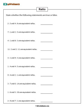 Equivalent Ratios | True or False