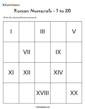 Filling in Missing Roman Numerals from 1 to 20