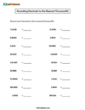 Rounding Decimals to the Nearest Thousandth