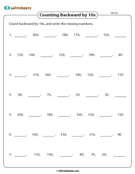 Backward Counting in Tens and Filling in Gaps 2