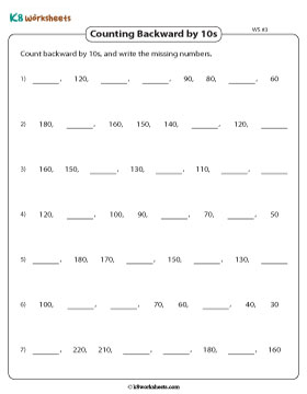 Backward Counting in Tens and Filling in Gaps 3