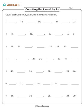 Count Backward by Twos and Fill in the Missing Numbers 1