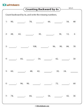 Writing Missing Numbers | Counting Backward in 6s 1