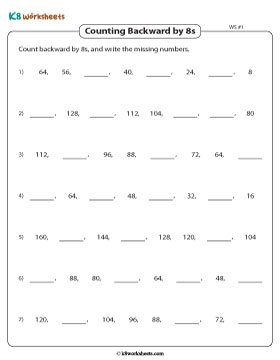 Counting Backward by 8s and Filling in Missing Numbers 1