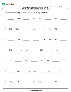 Counting Backward by 8s and Filling in Missing Numbers 3