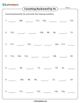 Completing Number Sequences by Counting Backward in 9s 2