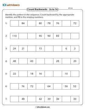 Counting Backward by 2s to 5s 2