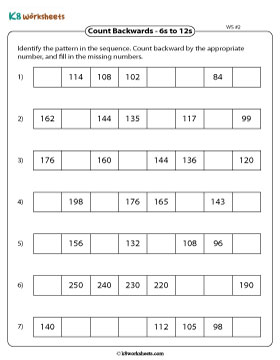 Counting Backward by 6s to 12s 2