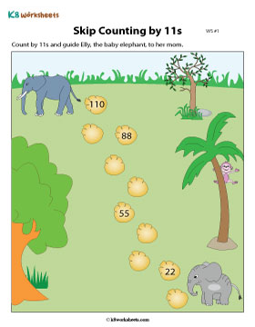 Skip Counting in 11s to Fill in Missing Numbers 1