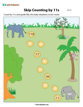 Skip Counting in 11s to Fill in Missing Numbers 3