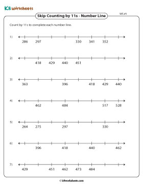 Completing Number Lines by Counting in Elevens 1