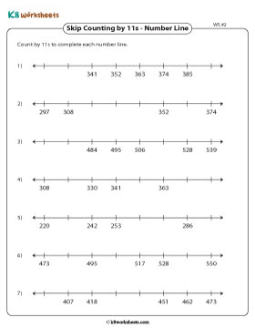 Completing Number Lines by Counting in Elevens 2