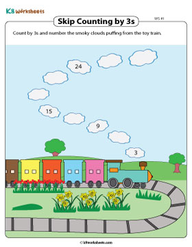 Skip Counting in 3s on Smoky Clouds 1