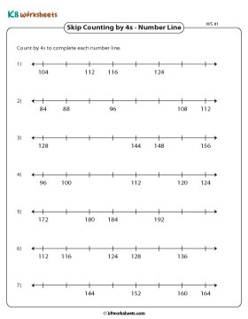 Completing Number Lines by Counting in Fours 1