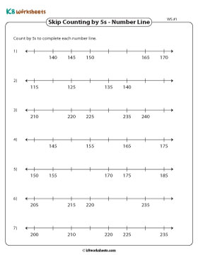 Completing Number Lines by Counting in Fives 1