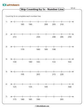 Completing Number Lines by Counting in Fives 2