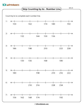 Completing Number Lines by Counting in Sixes 1