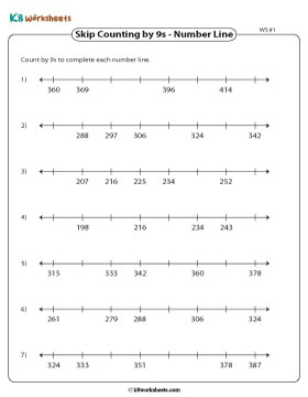 Completing Number Lines by Counting in Nines 1