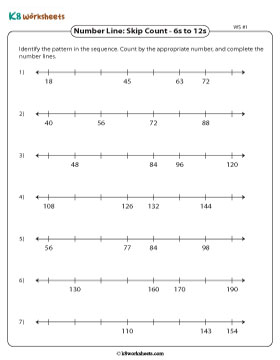 Writing Missing Numbers on Number Lines | 6s to 12s 1