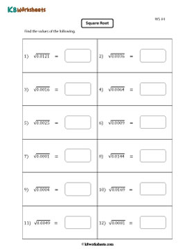 Square Roots of Decimals 4