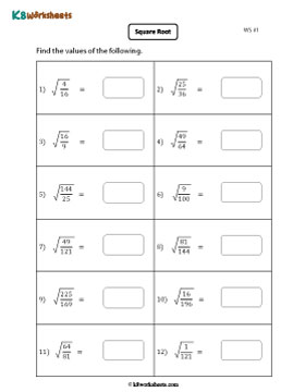 Square Roots of Fractions 1