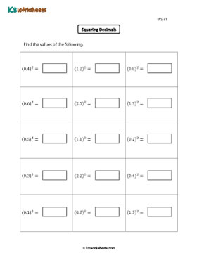 Squaring Decimals 1